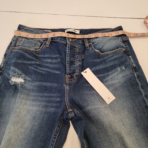 Vigoss FRANKIE SLIM STRAIGHT Crop Jean- DARK WASH Distressed Jean Size 31 New! - Picture 10 of 17
